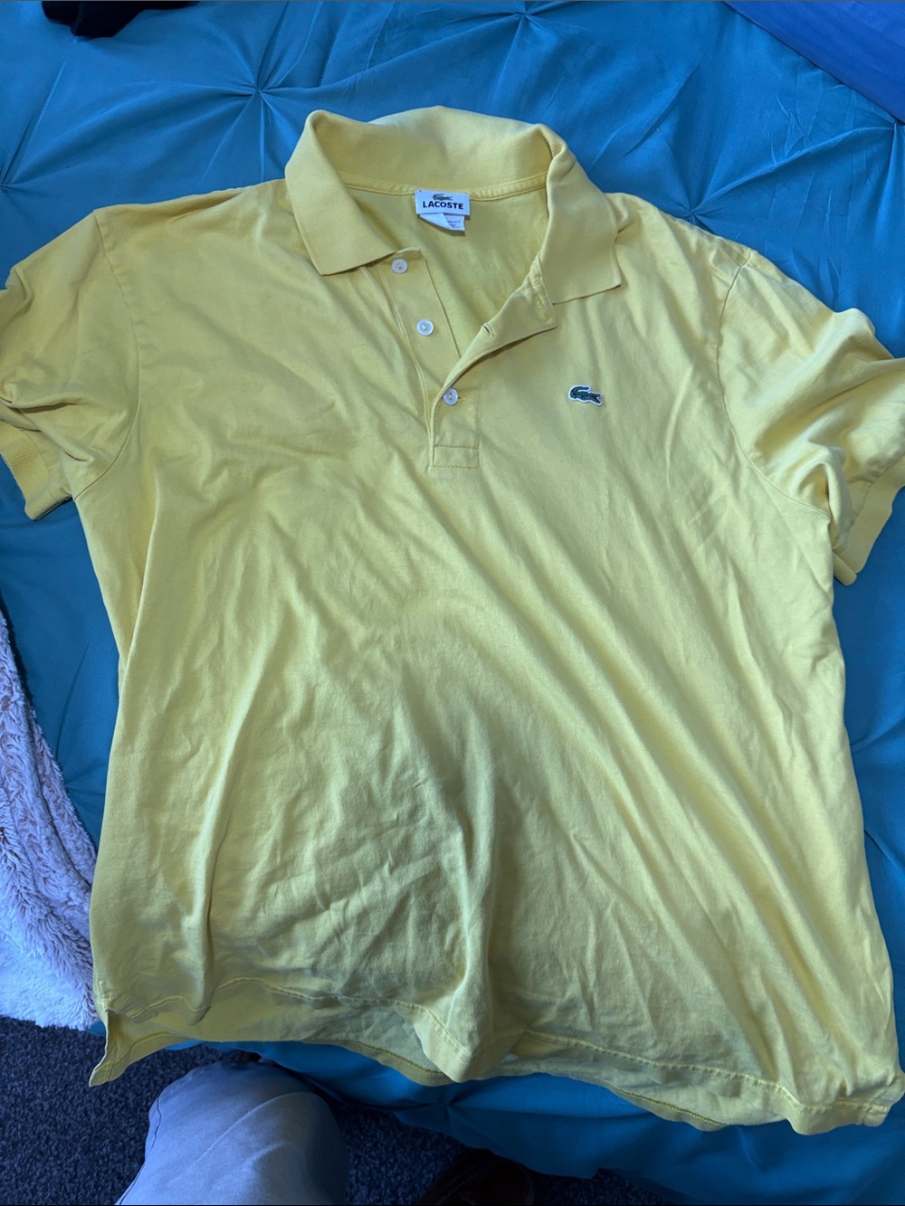 Lacoste Men's Yellow Cotton Pique Polo with Crocodile Logo